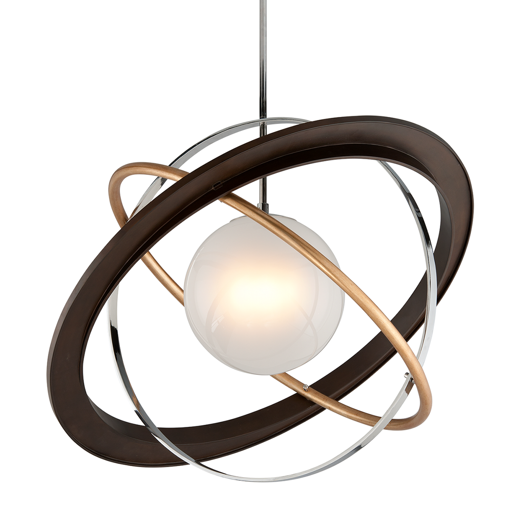 Apogee Pendant 30" - Bronze Gold Leaf And Stainless