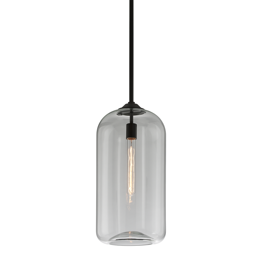 District Pendant Clear Shade, 10" - Satin Black