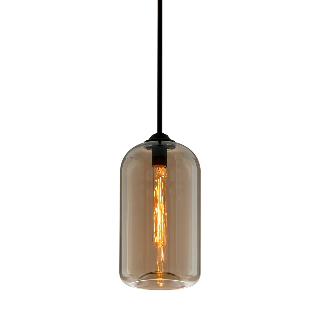 District Pendant Topaz Shade, 8" - Satin Black