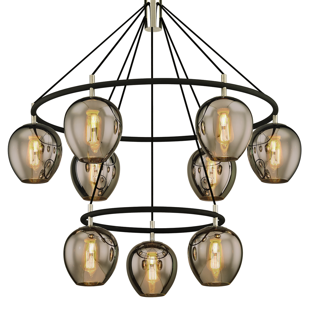 Iliad Chandelier 41" - Carbide Blk & Pol Nickel