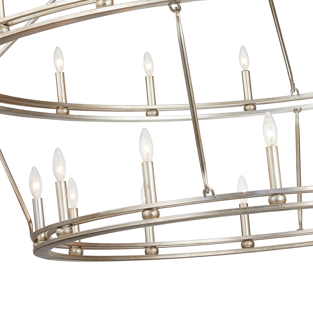 Sutton Chandelier 49" - Champagne Silver Leaf