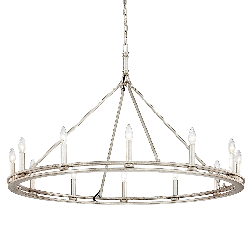 Sutton Chandelier 28" - Champagne Silver Leaf