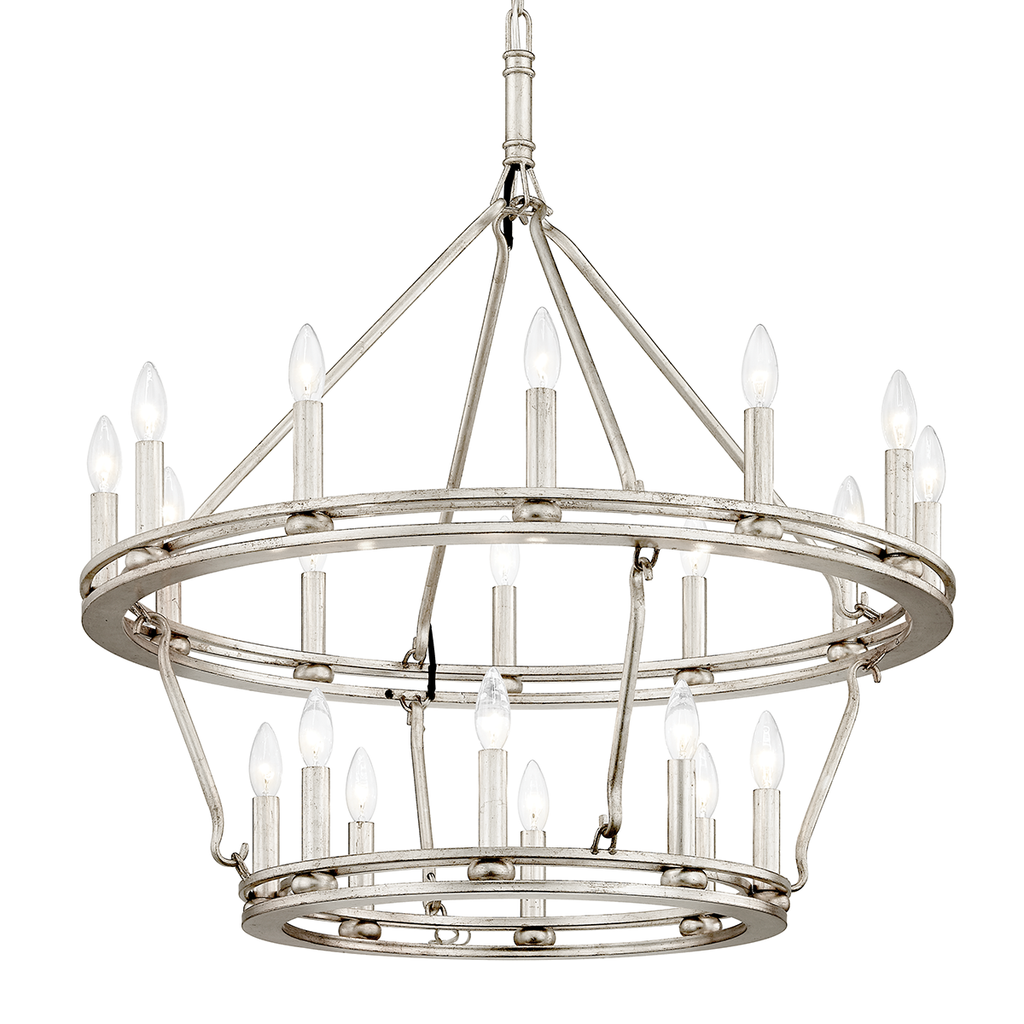 Sutton Chandelier 35" - Champagne Silver Leaf