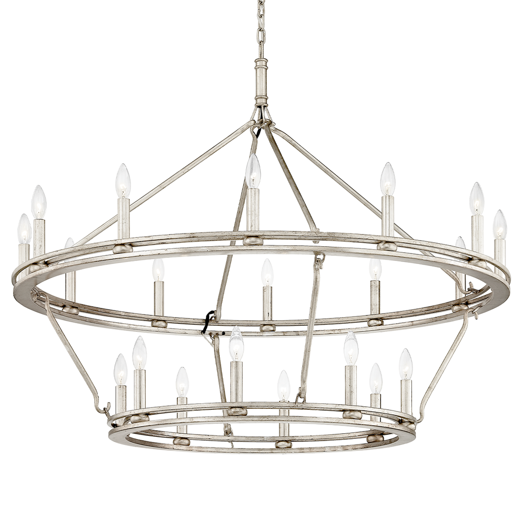 Sutton Chandelier 37" - Champagne Silver Leaf