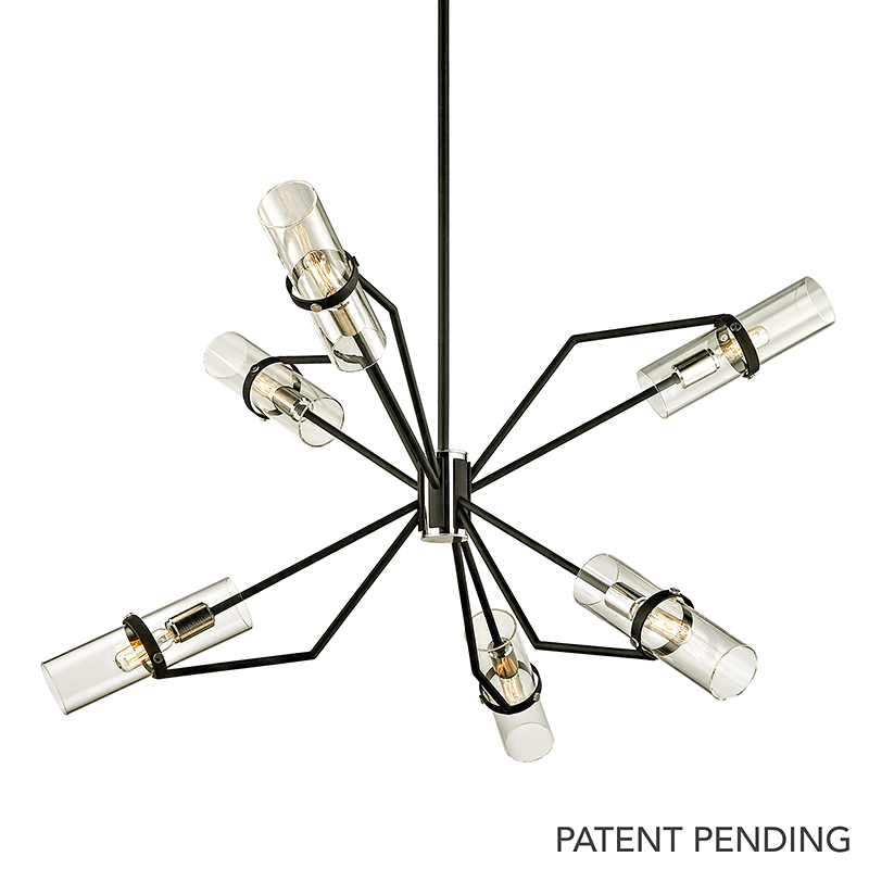 Raef Chandelier 21" - Textured Black & Polish Nickel