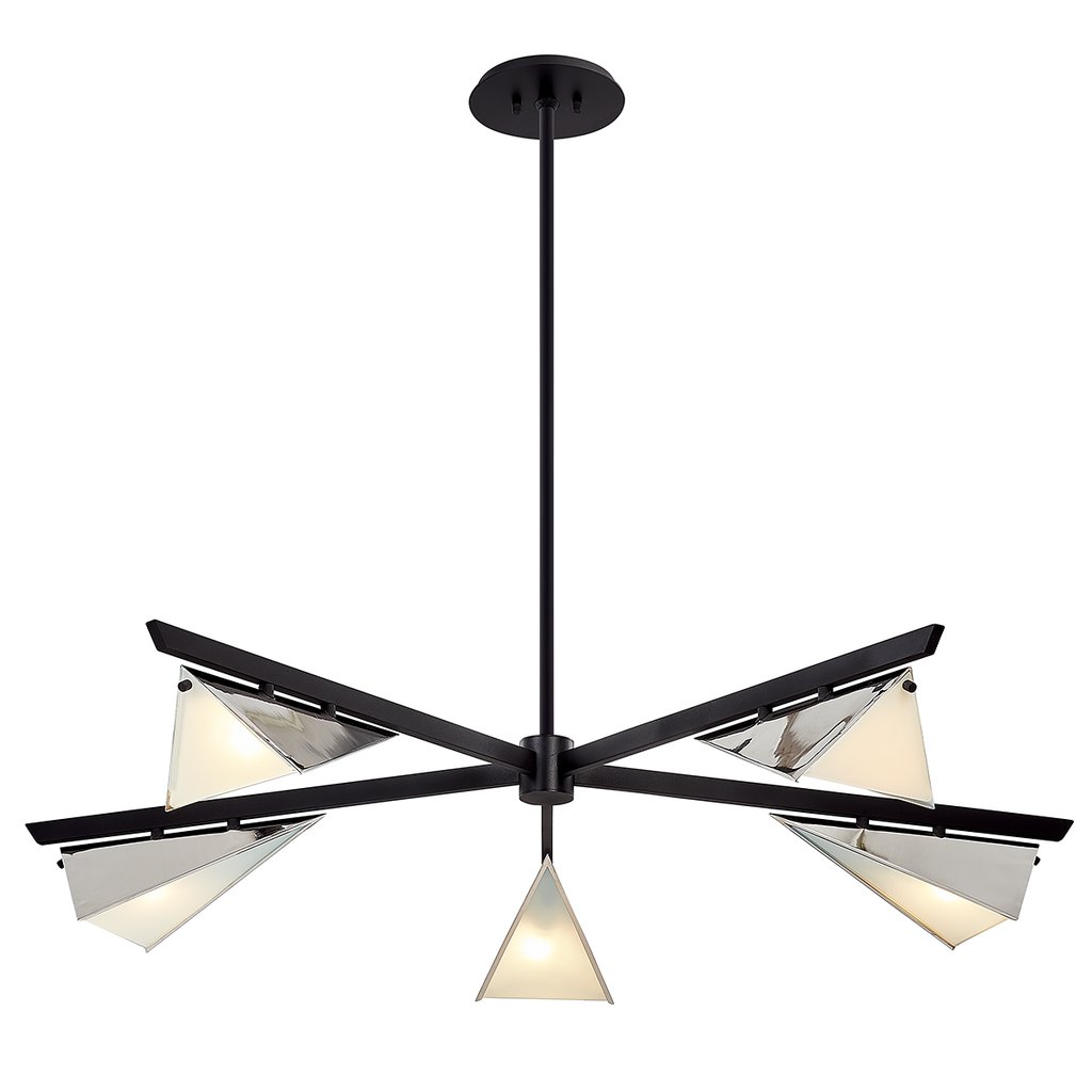 Kite Chandelier 49" - Carbide Blk & Pol Nickel