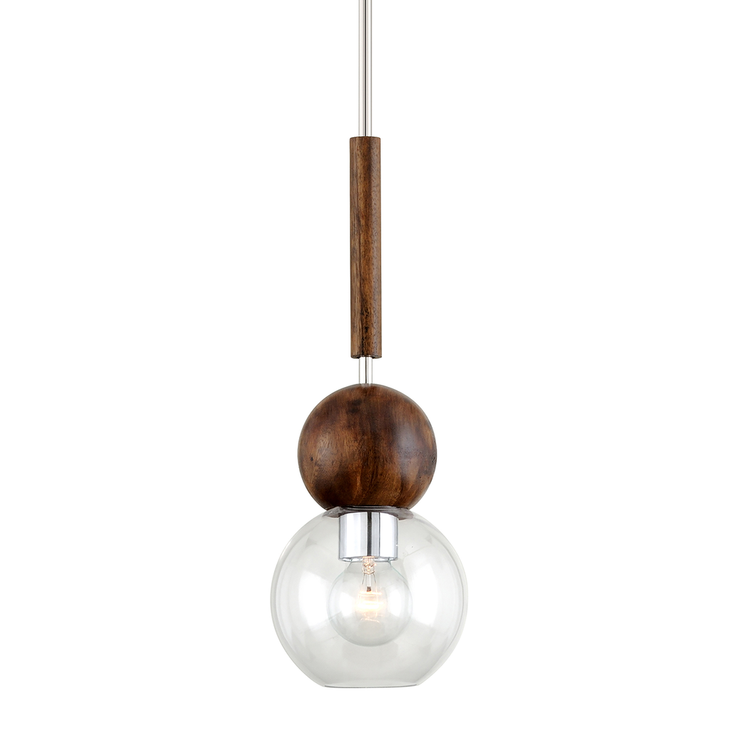 Arlo Pendant - Polished Ss And Natural Acacia