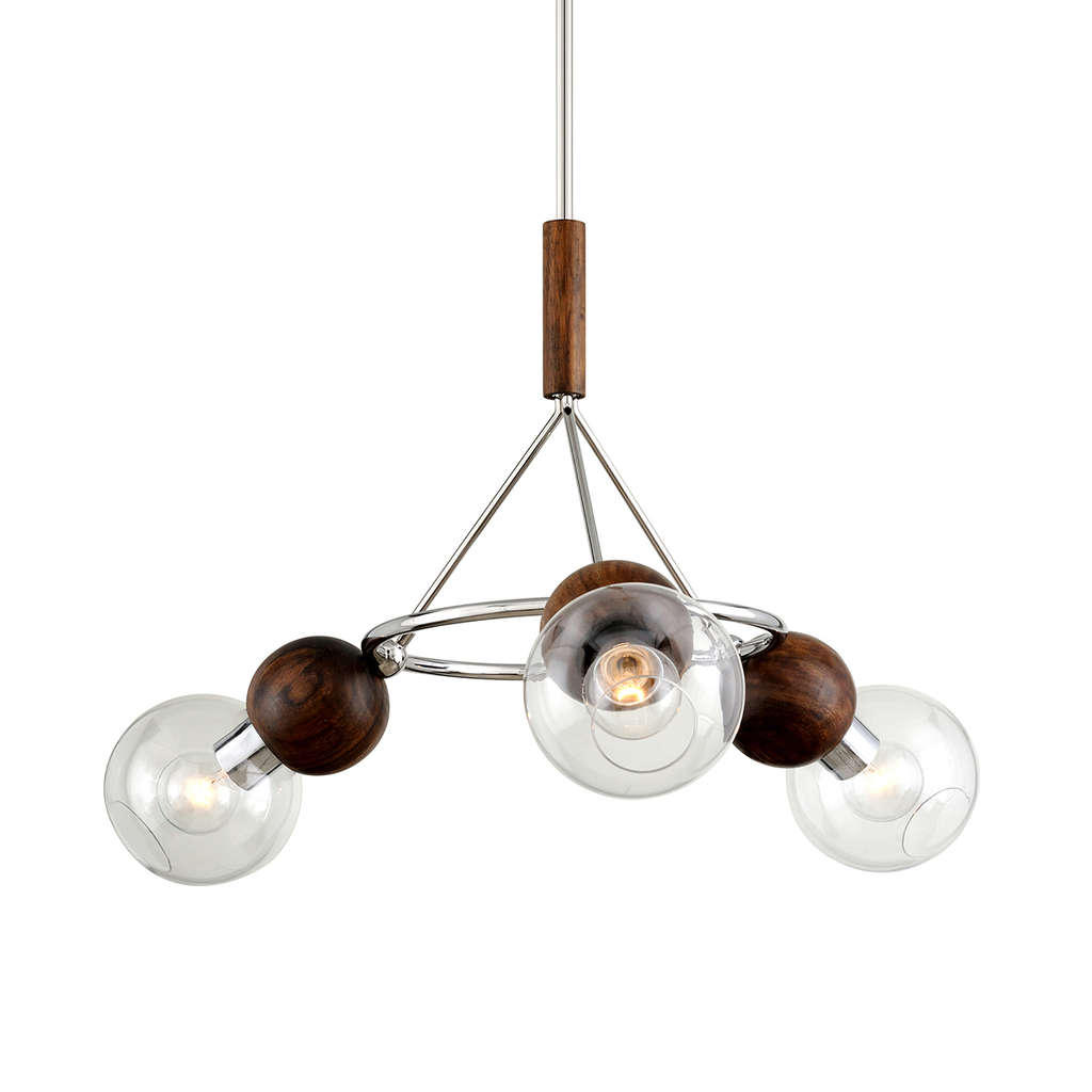 Arlo Chandelier 23" - Polished Ss And Natural Acacia