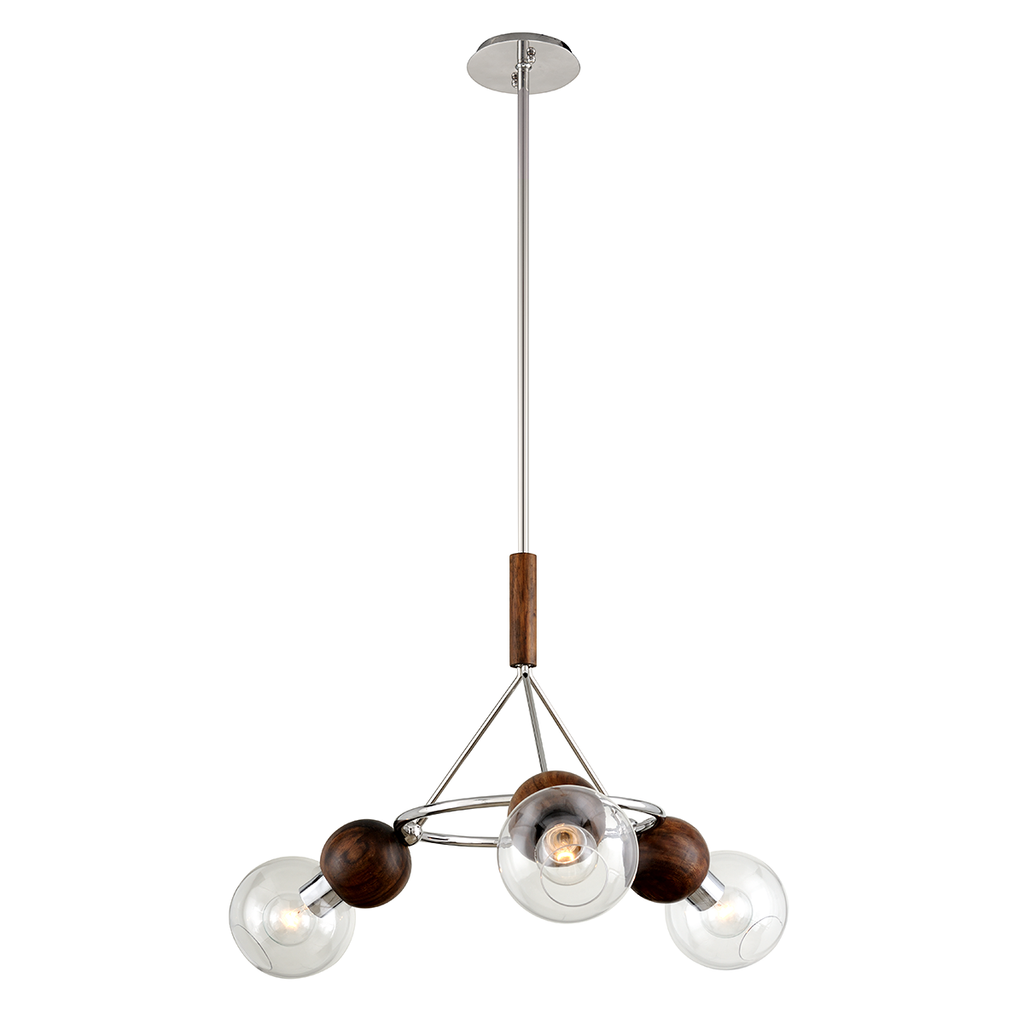 Arlo Chandelier 23" - Polished Ss And Natural Acacia