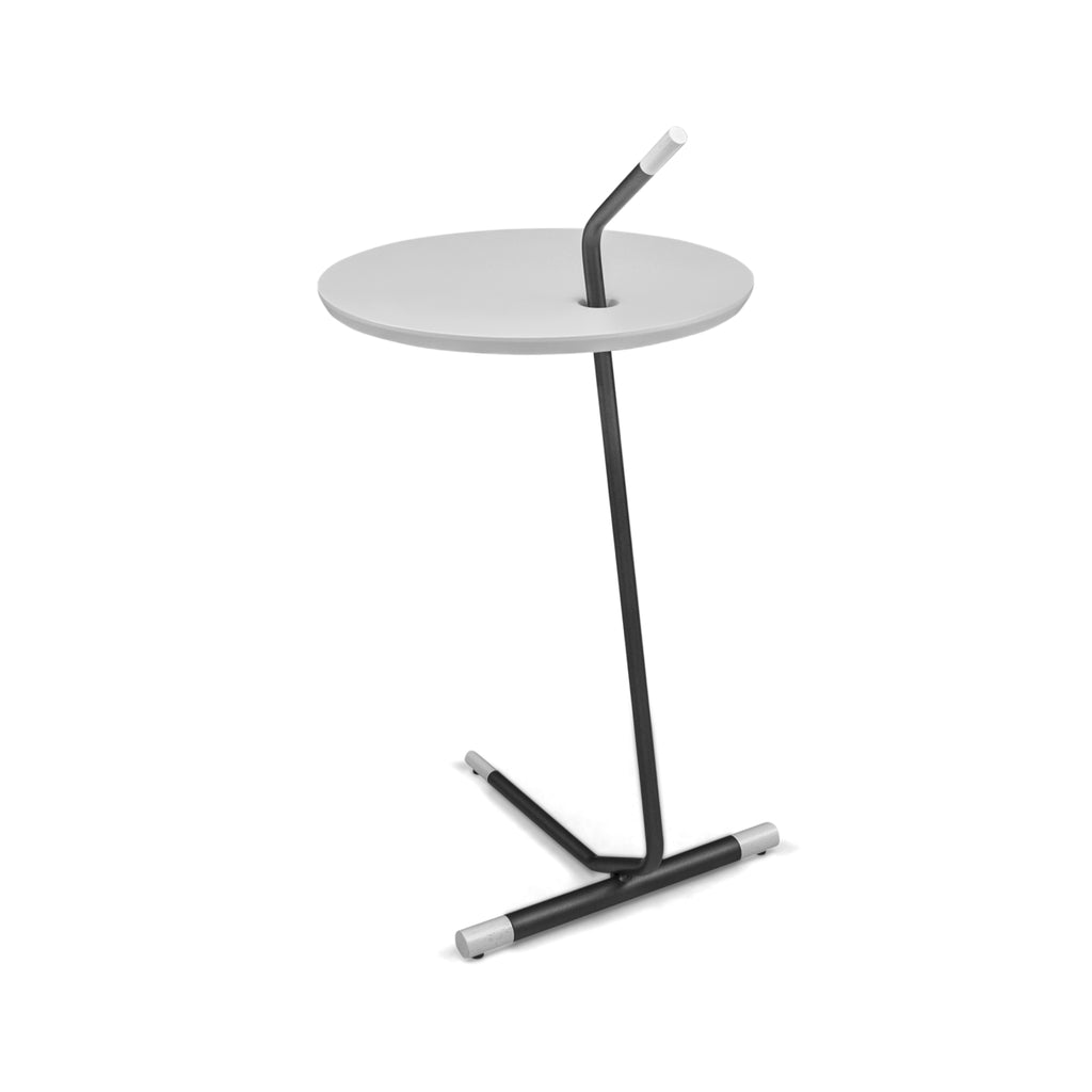 Like Side Table Featuring a Wood Top in White Finish & Metal Base