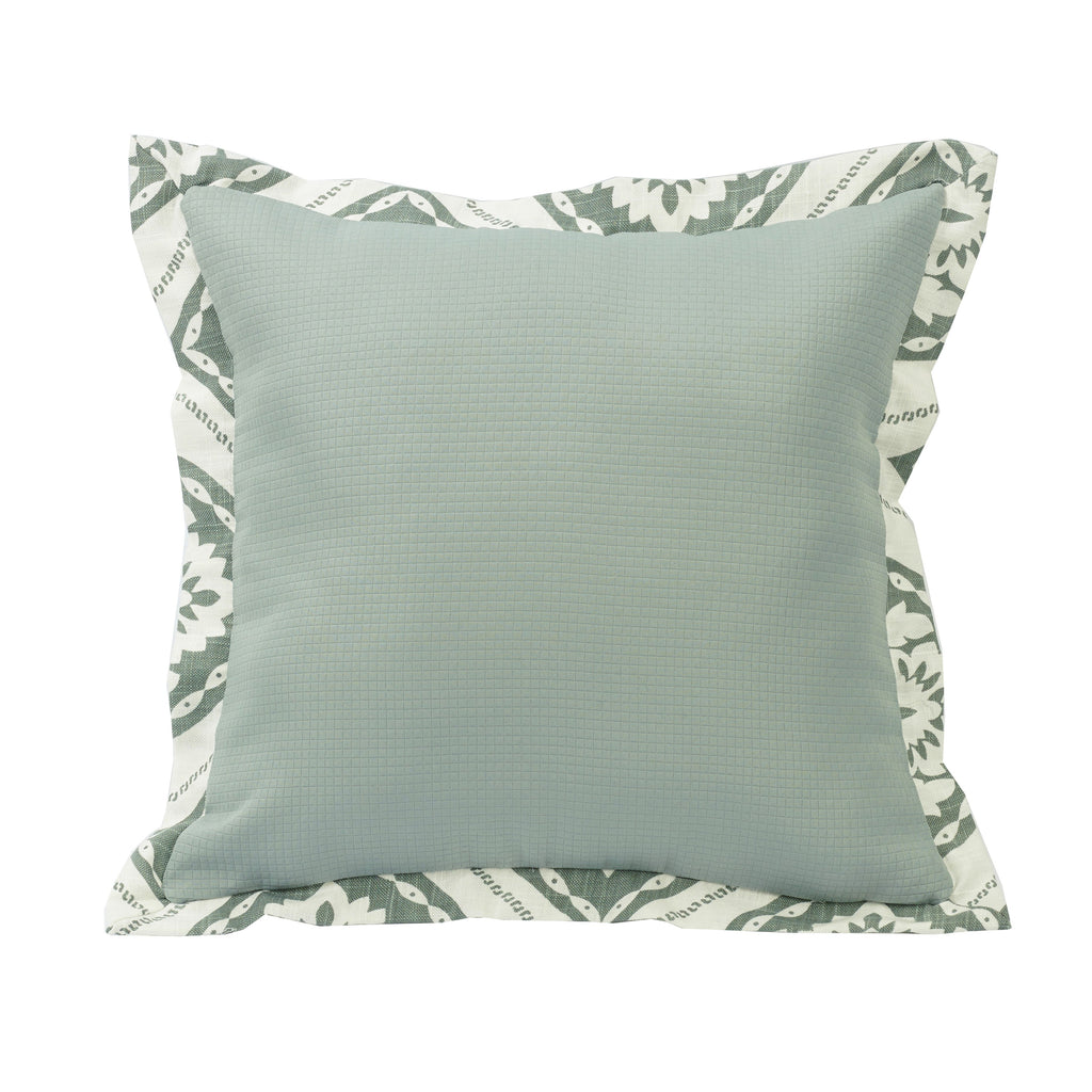 Textured fabric Pillow with graphic print flange, 18x18