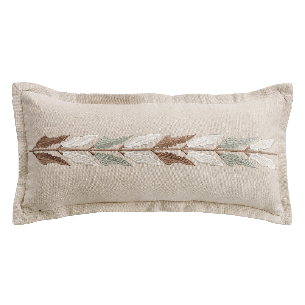 Embroidered Linen Pillow, 11x26