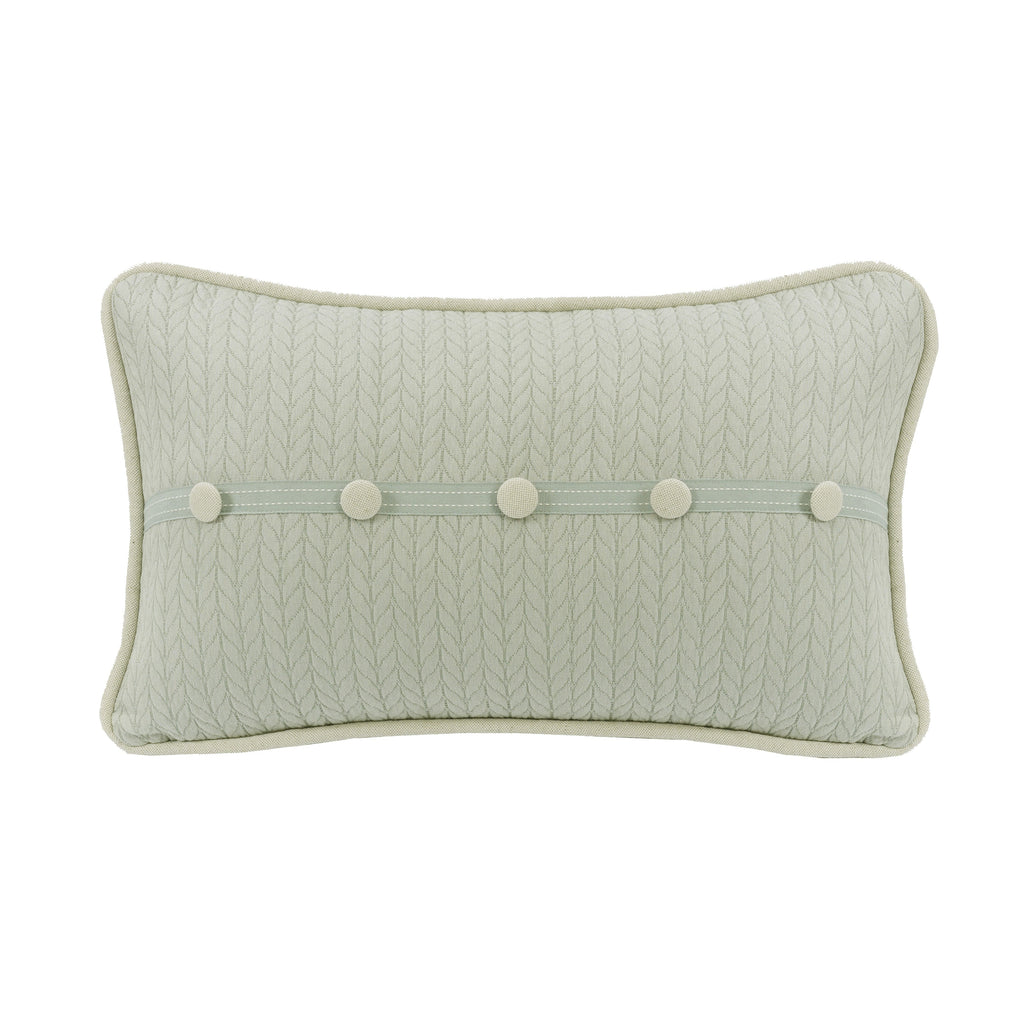 Decorative Trim accent pillow with linen buttons, 13x22