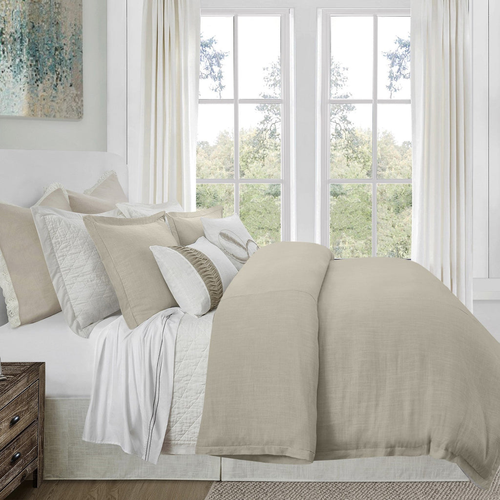 Hera Linen Duvet, Super Queen Light Tan