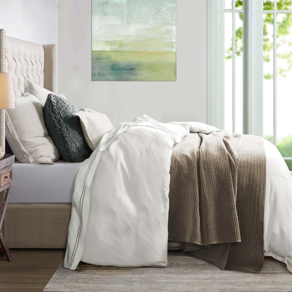 Hera Linen Duvet, Super Queen White