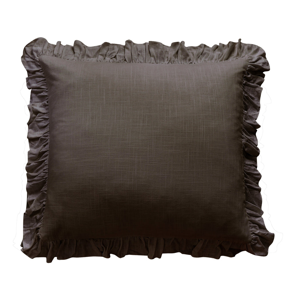 Washed Linen Ruffled Euro Sham, Slate