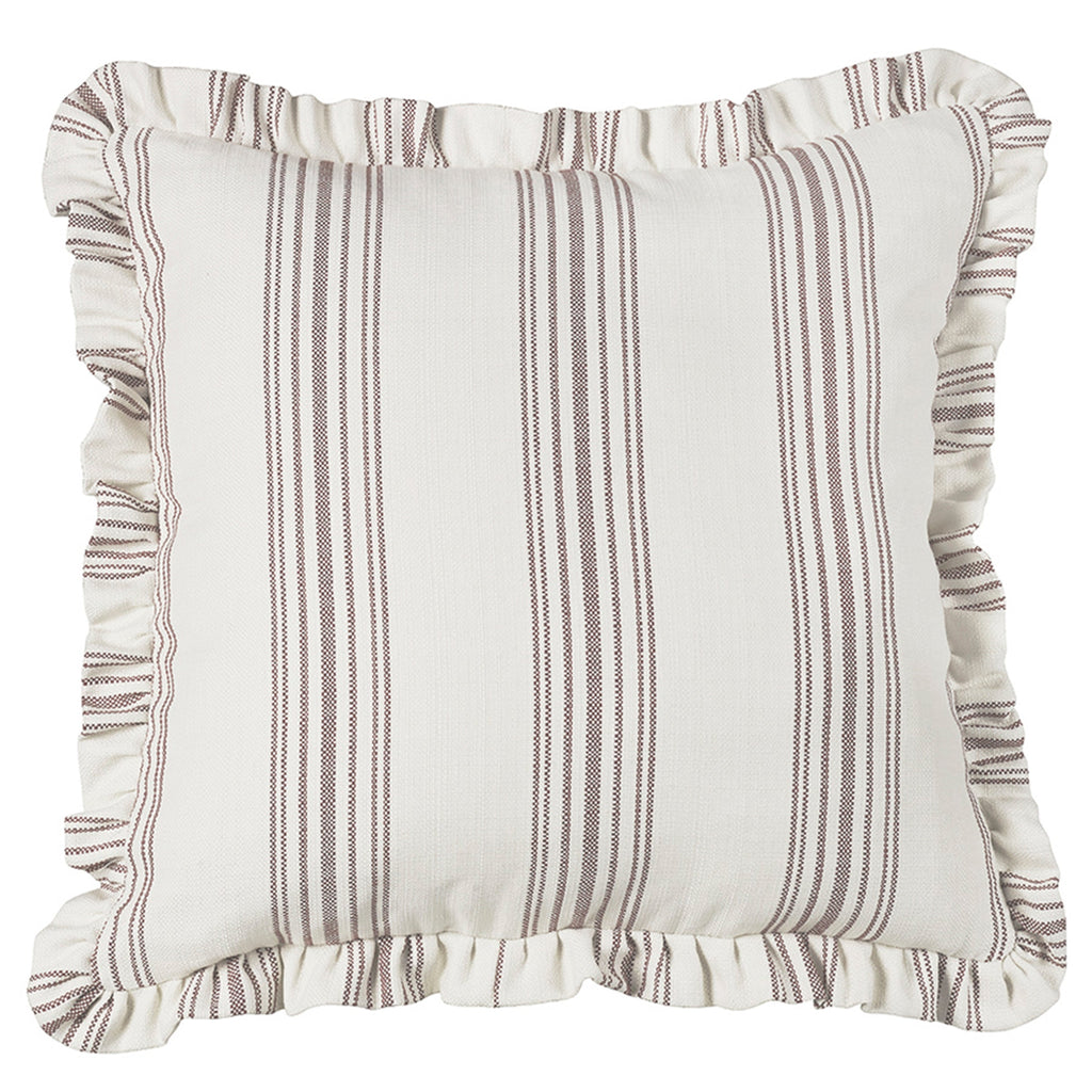 Striped Euro Sham with Ruffle, 27"X27" Taupe