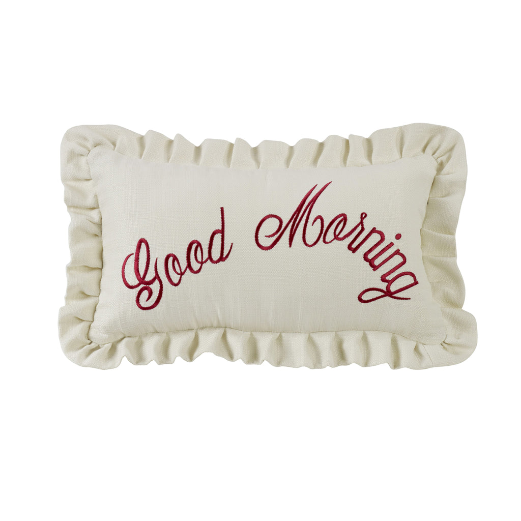 Good Morning Embroidery Pillow, 12X21