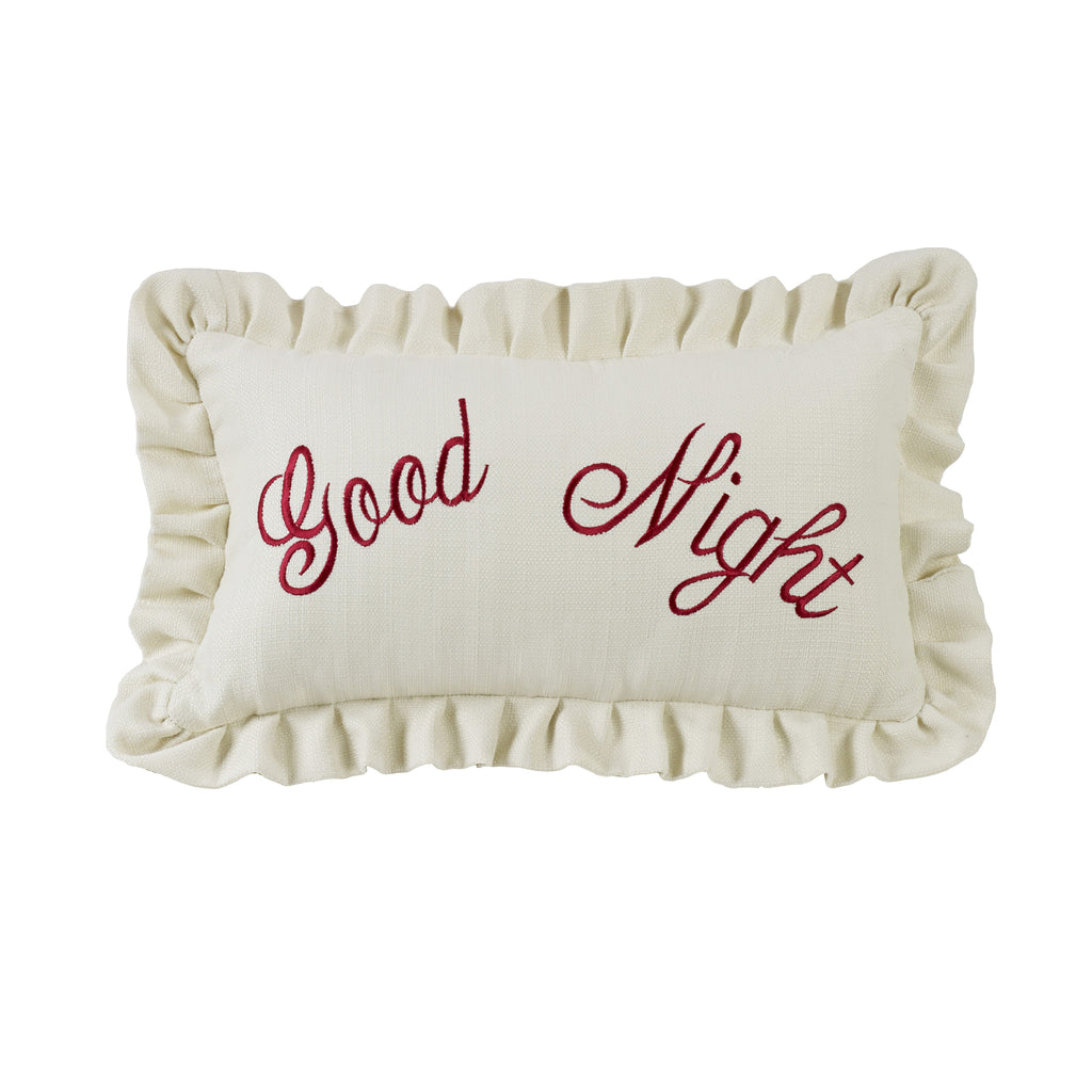 Good Night Embroidery Pillow, 12X21