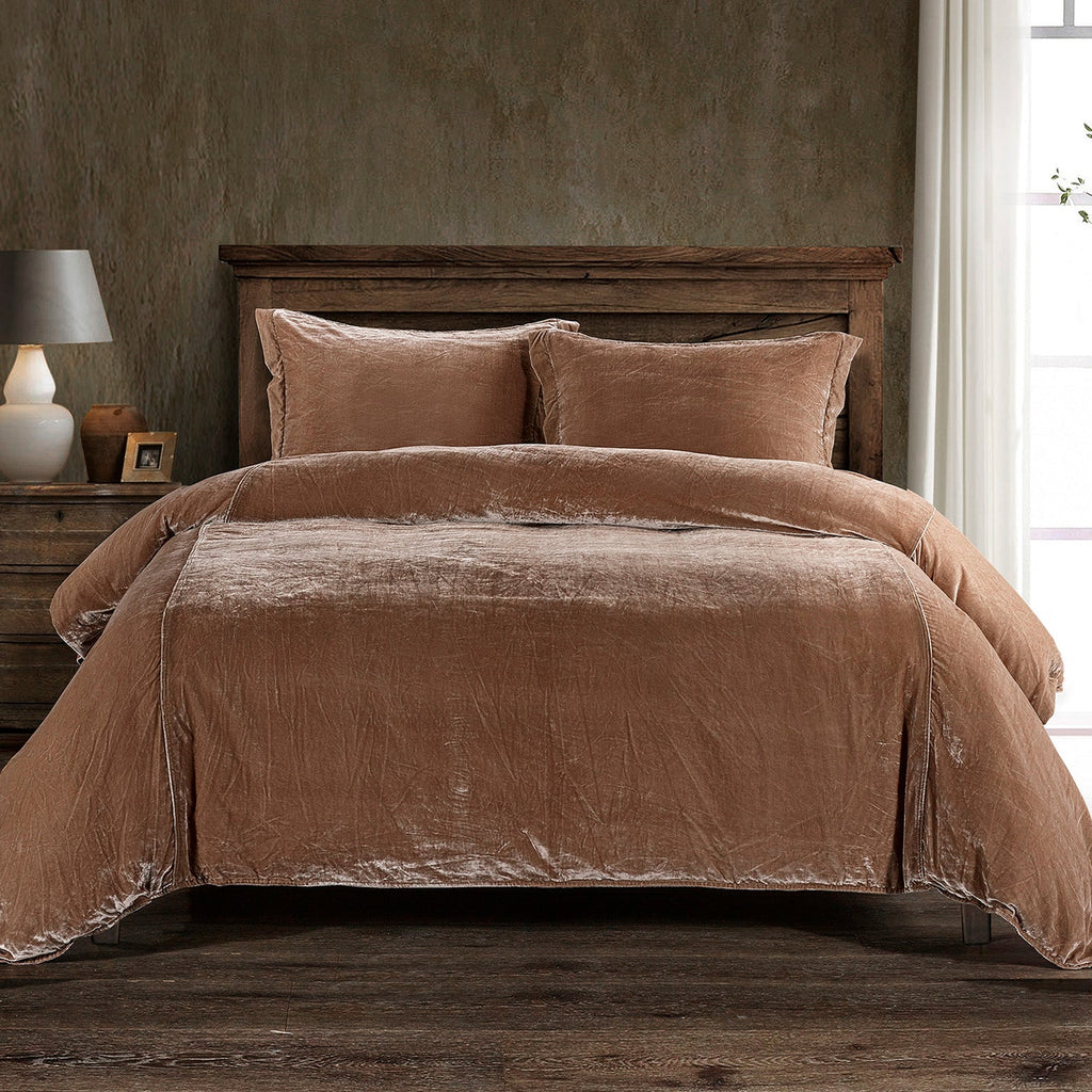 3PC Stella Silk Velvet Duvet Set, King Dusty Rose