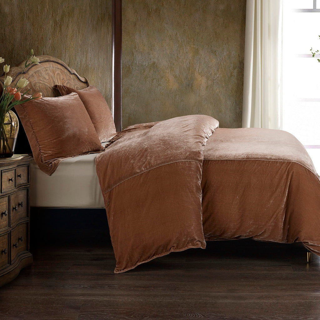 3PC Stella Silk Velvet Duvet Set, King Dusty Rose