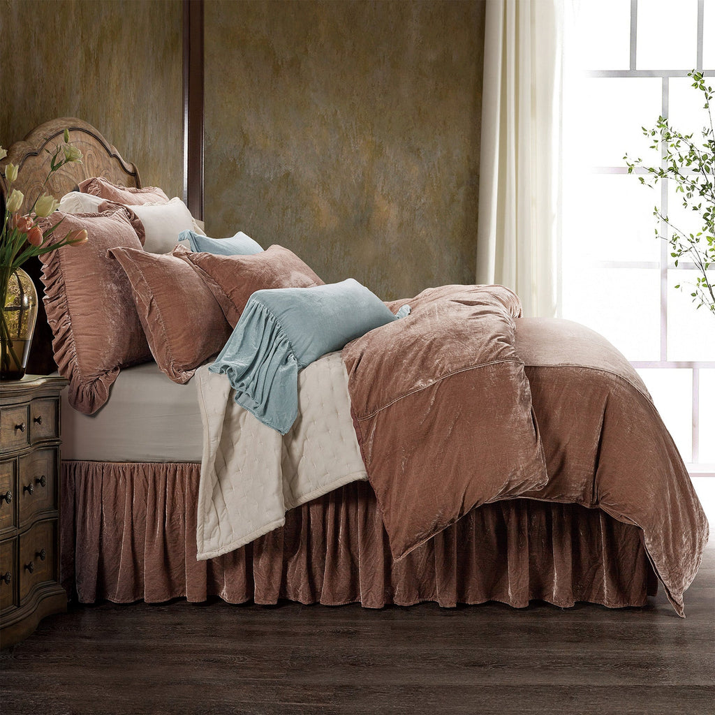 3PC Stella Silk Velvet Duvet Set, King Dusty Rose