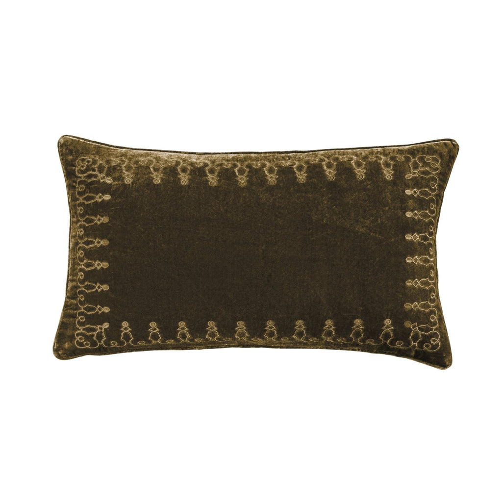 Stella Silk Velvet Embroideried Lumbar Pillow