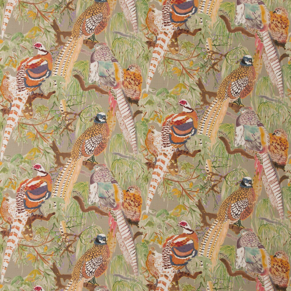 Game Birds Linen - Stone Multi