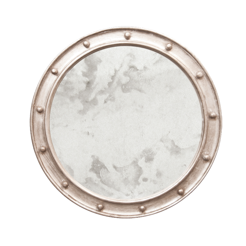 Champagne Silver Leaf Round Antique Mirror