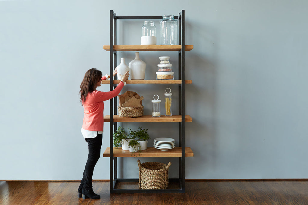 Black with Natural, Pantry Shelf Unit, Tall