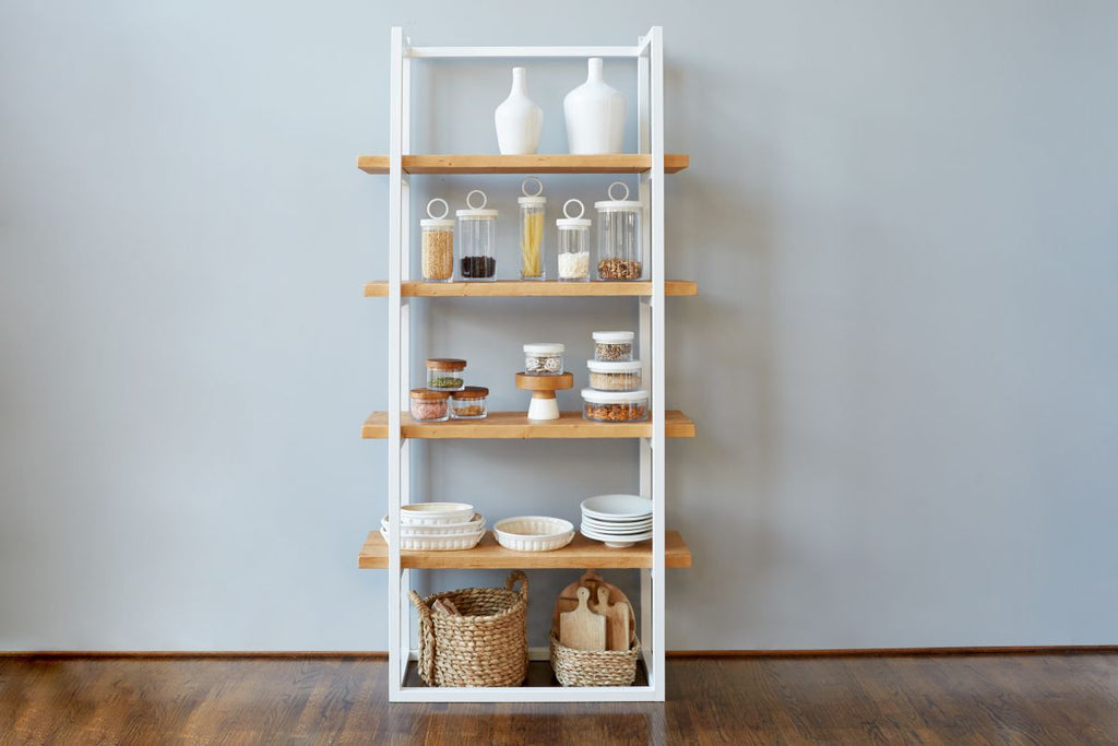 White with Natural, Pantry Shelf Unit, Tall