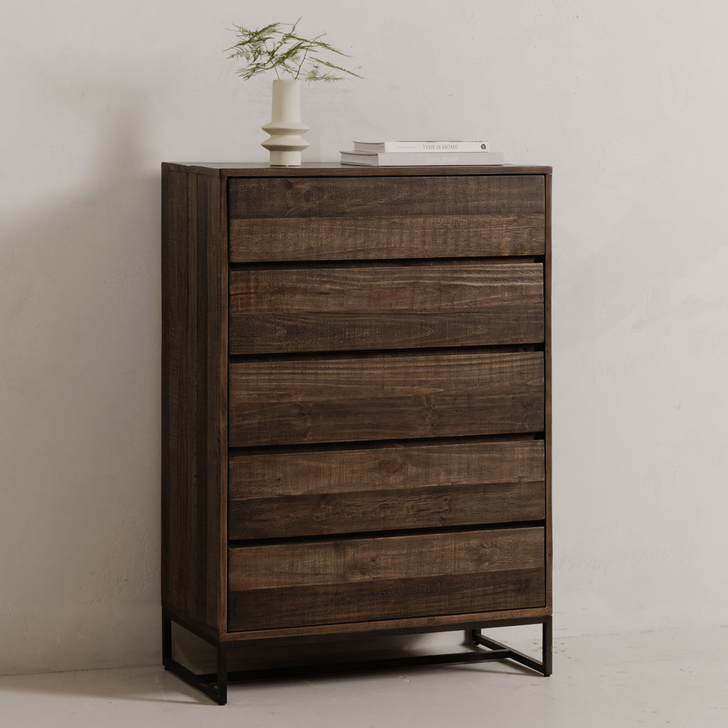 Elena 5 Drawer Chest Brown