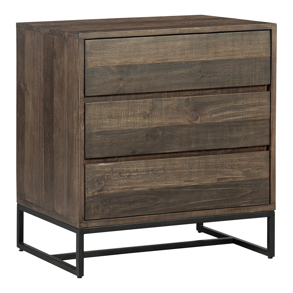 Elena 3 Drawer Nightstand Brown