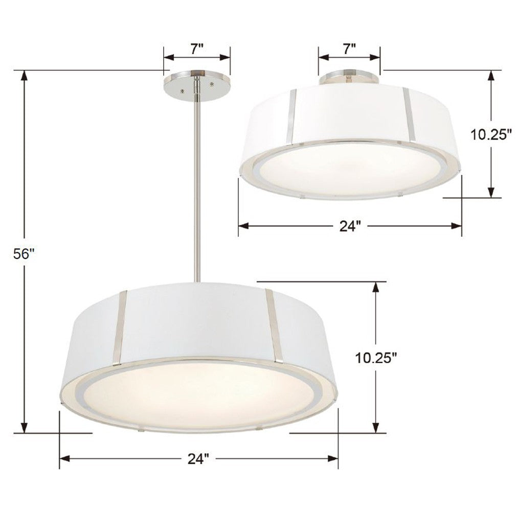 Fulton 6 Light Semi Flush