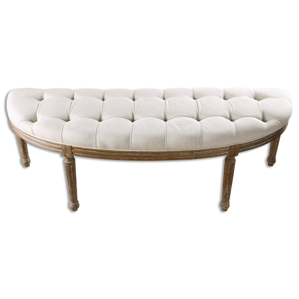 Leggett Tufted White Bench