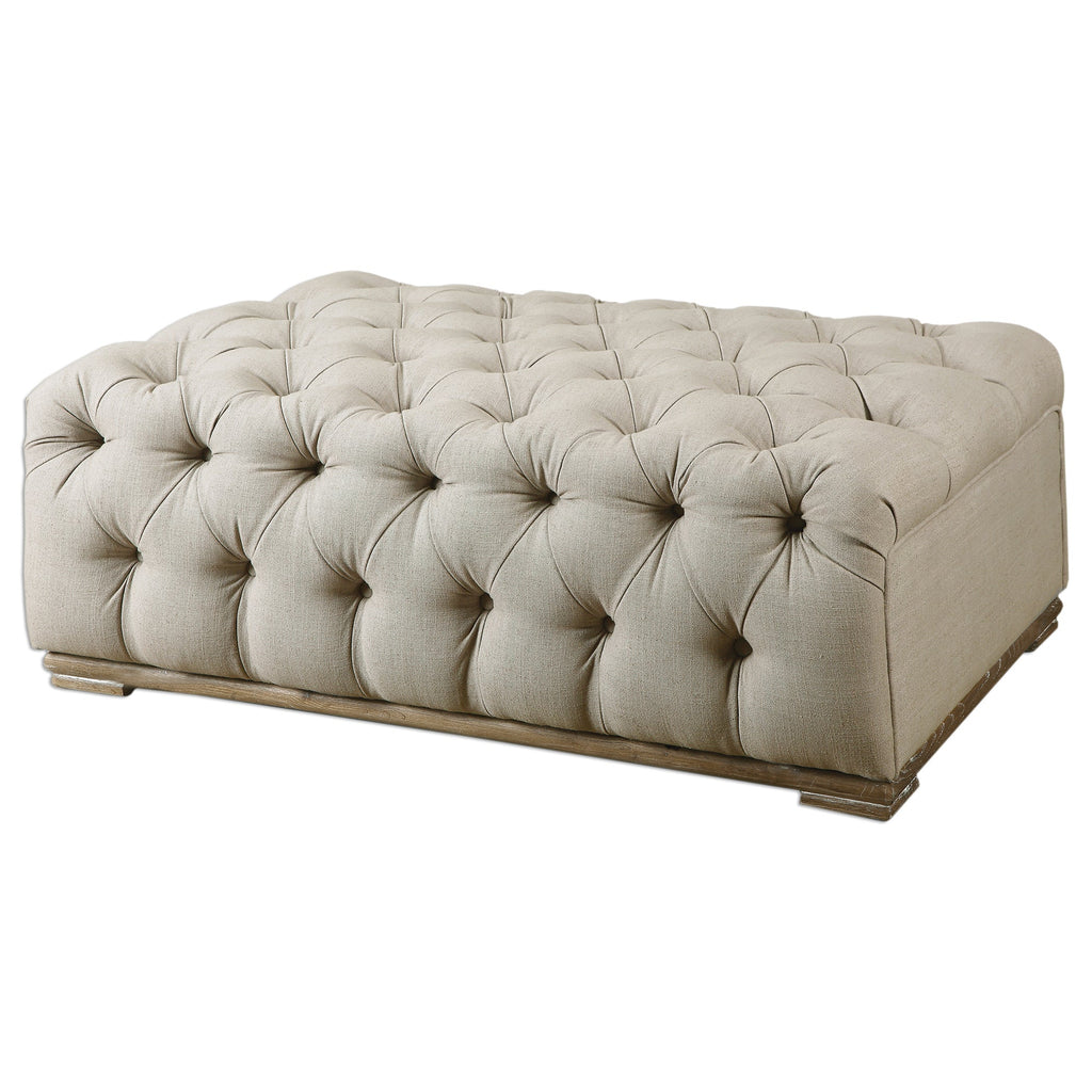 Kaniel Tufted Antique White Ottoman