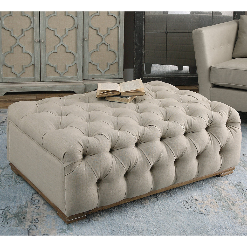 Kaniel Tufted Antique White Ottoman