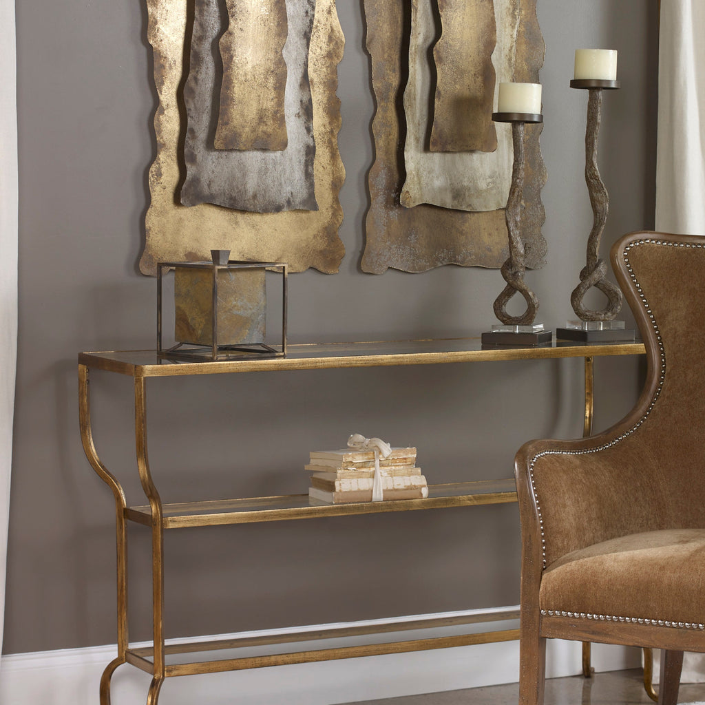 Deline Gold Console Table