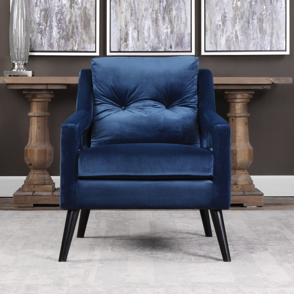 O'Brien Blue Velvet Armchair