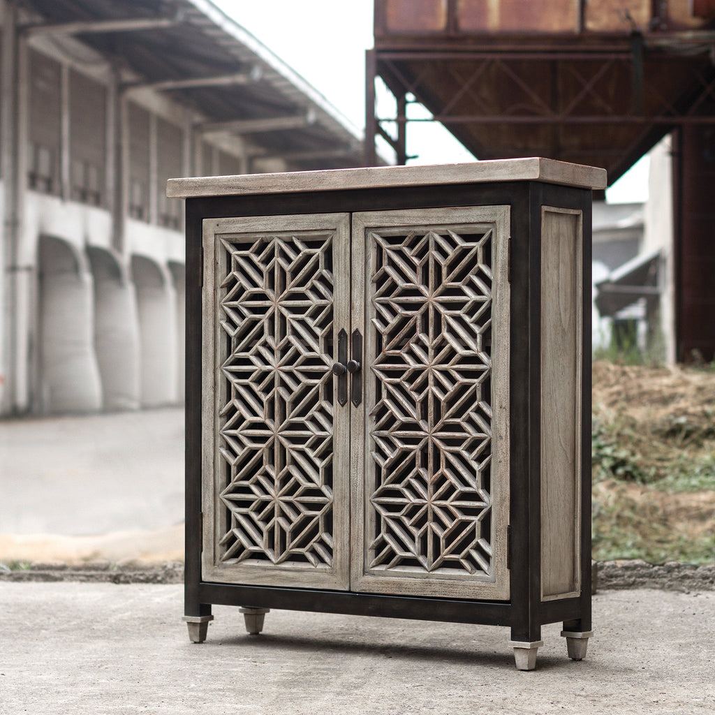 Branwen Aged White Accent Cabinet