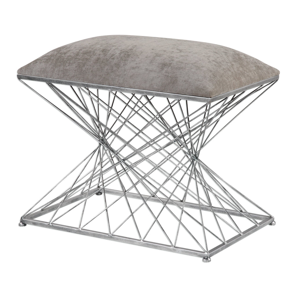 Zelia Silver Accent Stool