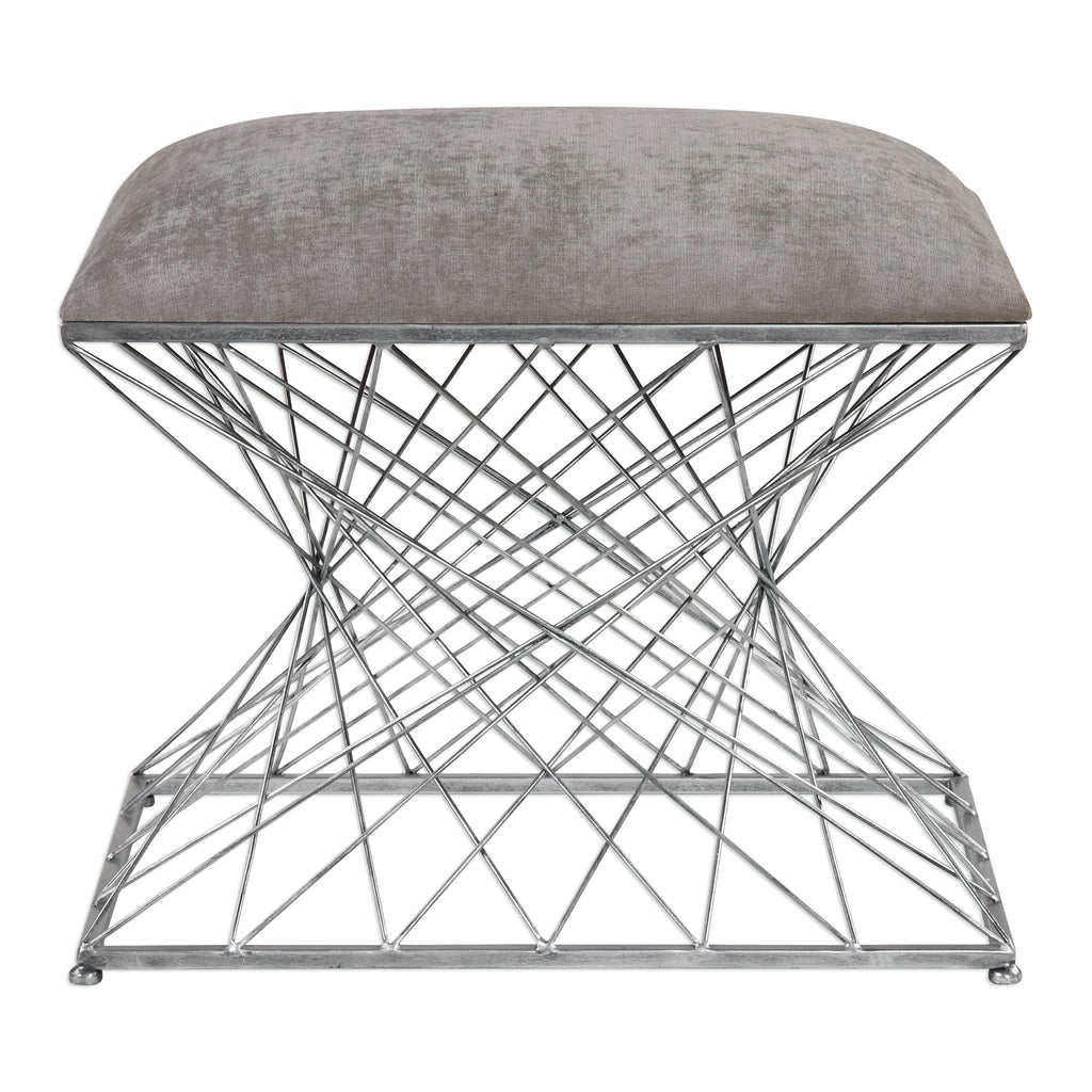 Zelia Silver Accent Stool