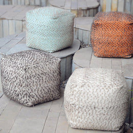 Valda Gray Wool Pouf