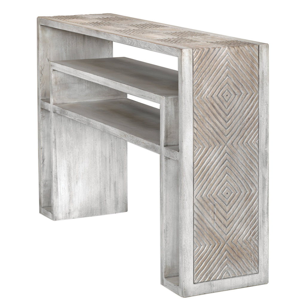 Genara Bone White Carved Console Table