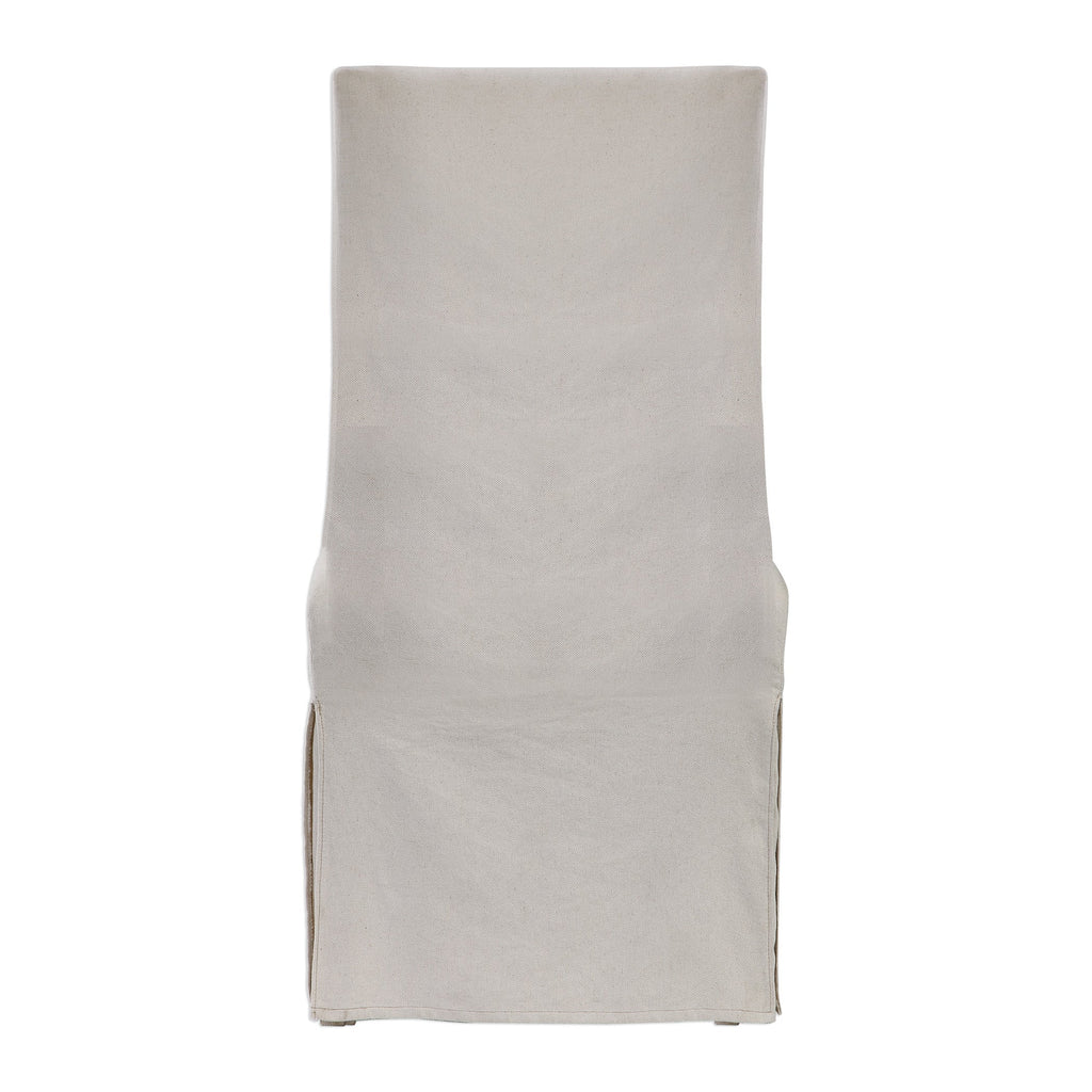 Coley White Linen Armless Chair