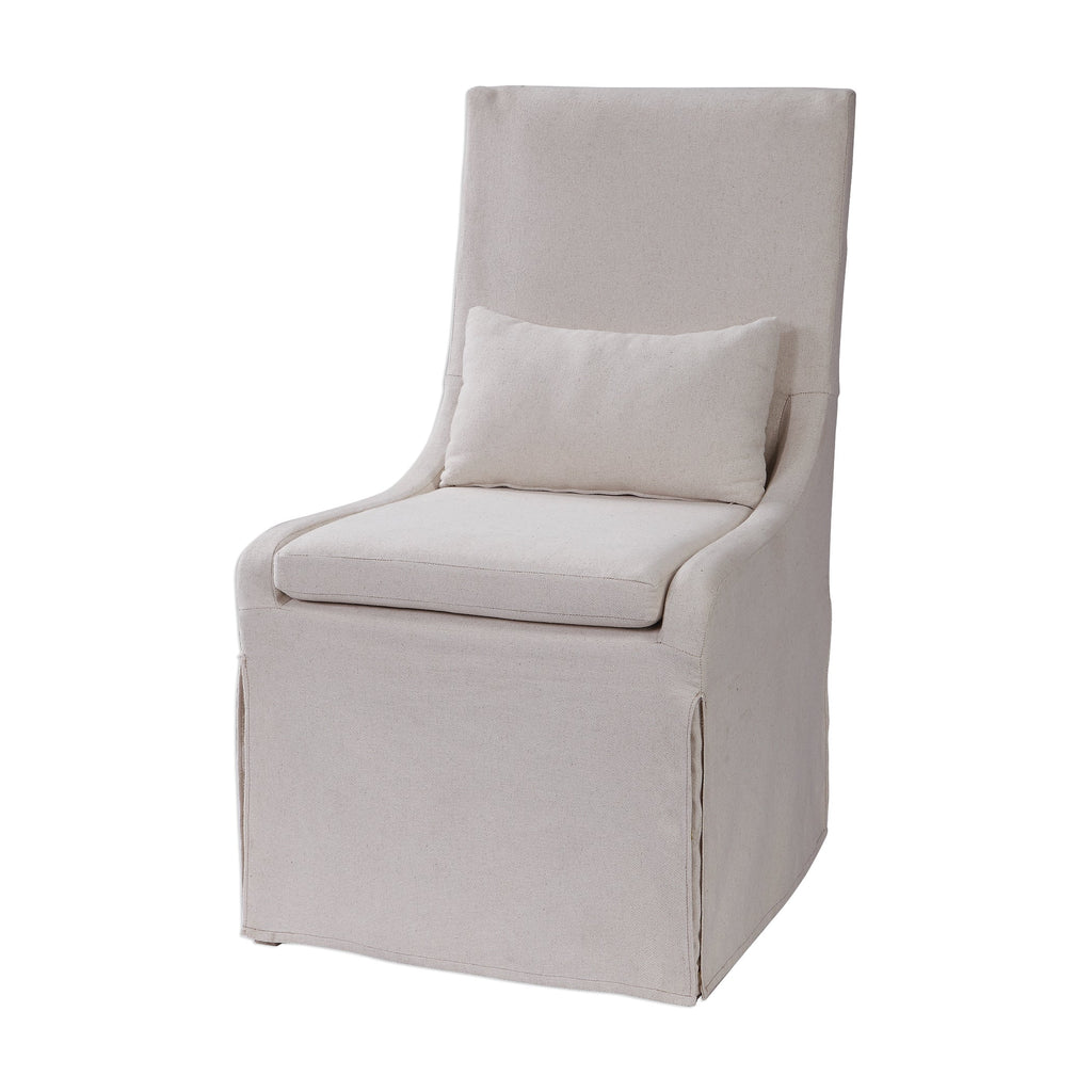 Coley White Linen Armless Chair