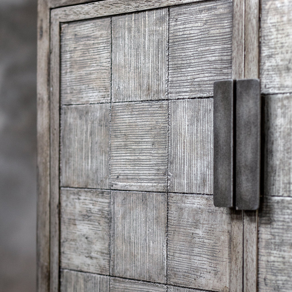 Hamadi Distressed Gray 2 Door Cabinet