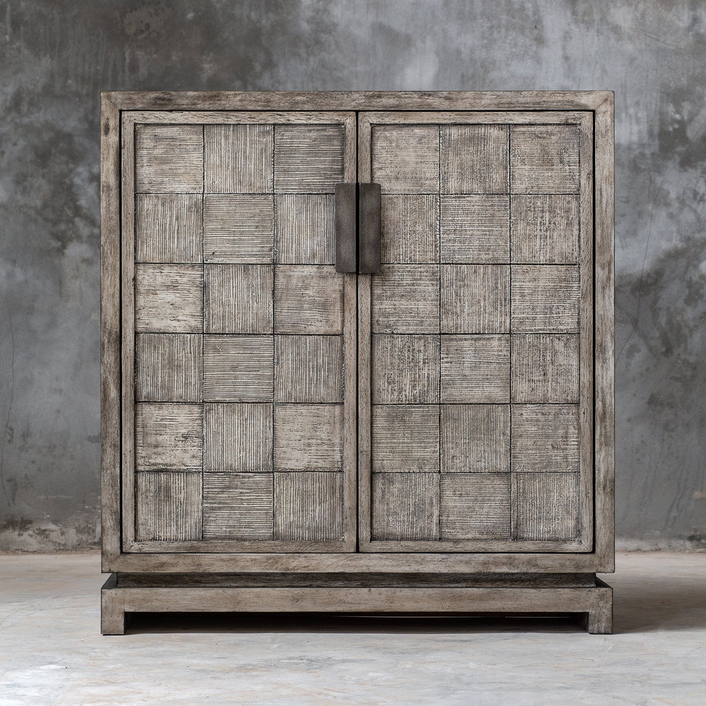 Hamadi Distressed Gray 2 Door Cabinet