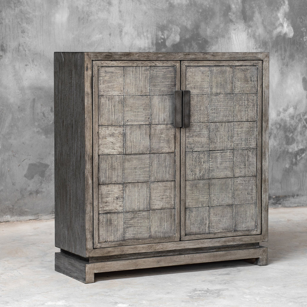 Hamadi Distressed Gray 2 Door Cabinet