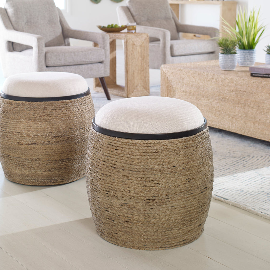 Island Straw Accent Stool